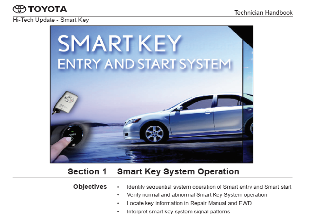 Tài liệu smart key ( Start stop) của toyota