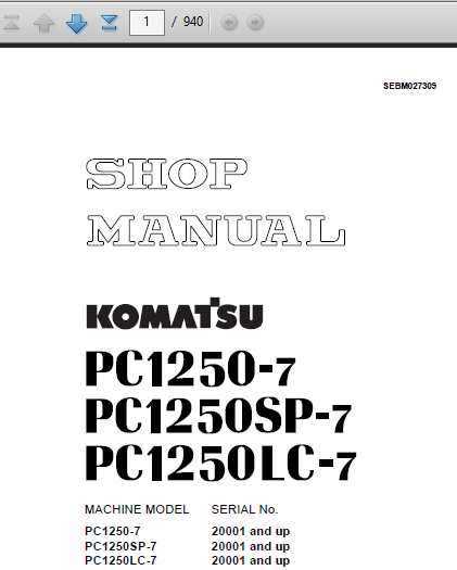 Tài liệu Shop manual PC1250-7