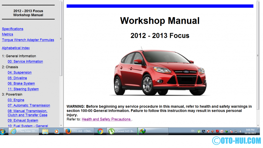 ford focus 2013 workshop manual