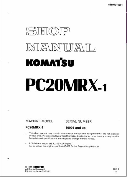 Komatsu 20MRX-1 shop manual