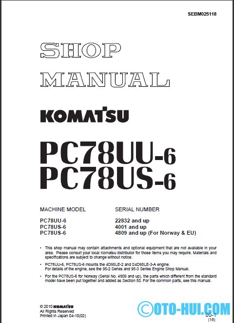 Shop manual PC78US-6