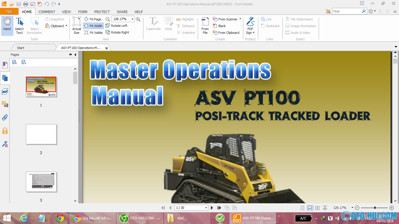 ASV PT100: Service + Operator Manual (Tracked Loader)