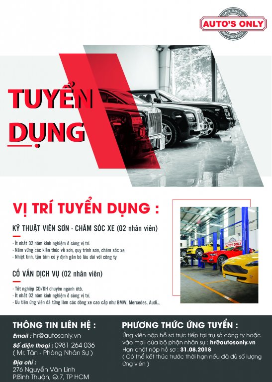 Autos Only tuyển dụng tháng 08/2018