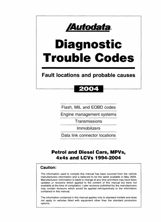 Autodata - Diagnostic Trouble Codes Fault locations and probable causes - 2004 edition_Page2.jpg