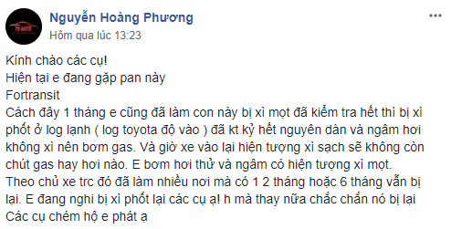 Ford Transit hiện tượng xì sạch sẽ không còn chút gas hay hơi nào. 1.PNG