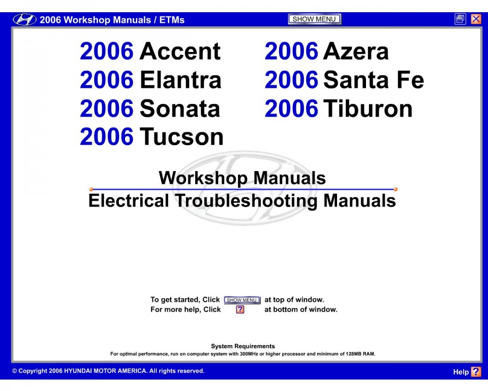Ebook Workshop Manuals and Electric Troubleshooting Manuals các dòng xe Hyundai 2006