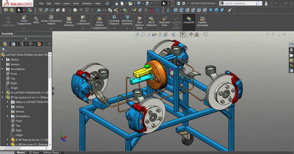 Mô hình 3D phanh đĩa thủy lực ,trợ lực chân không