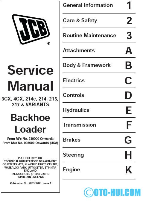 Jcb Cx And 200 Series Backhoe Loader Service Manual