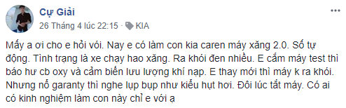 KIA Caren chạy hao xăng, ra khói đen nhiều. 1.PNG