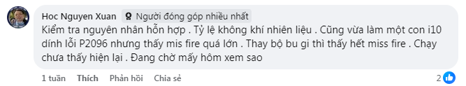 Lỗi P209622  Hiện tượng là nổ khi nguội máy hơi rung nhẹ, xóa đi chạy một thời gian sau thì bị...PNG