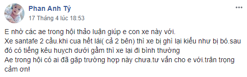 Santa Fe 2 cầu khi cua hết lái (cả 2 bên) thì xe bị ghì lại, có tiếng kêu huỵch 1.PNG