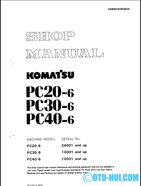 Shop manual PC20,30,40-6