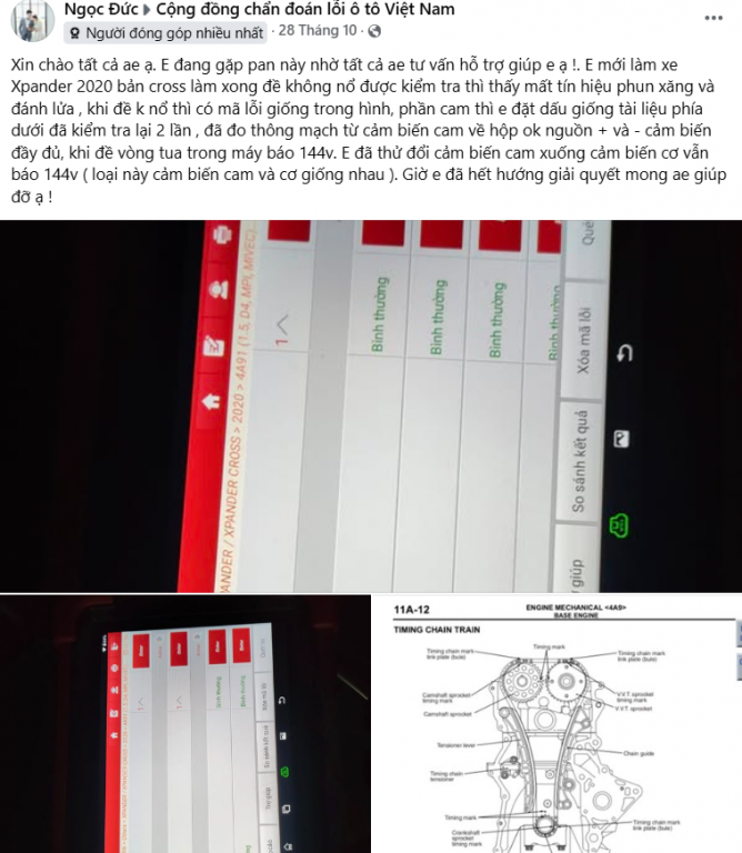 Xpander 2020 bản cross làm xong đề không nổ, kiểm tra thì thấy mất tín hiệu phun xăng và đánh ...png